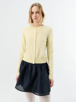 Essential Crewneck Knit Cardigan i Lemon