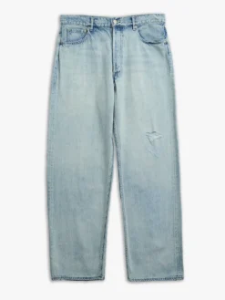 Faded Selvedge Light Denim Wide Pants i Lyseblå Indigo