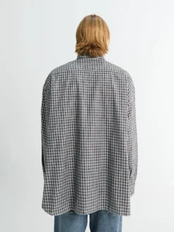 Flannel Button-Up Skjorte i Sort og Hvid