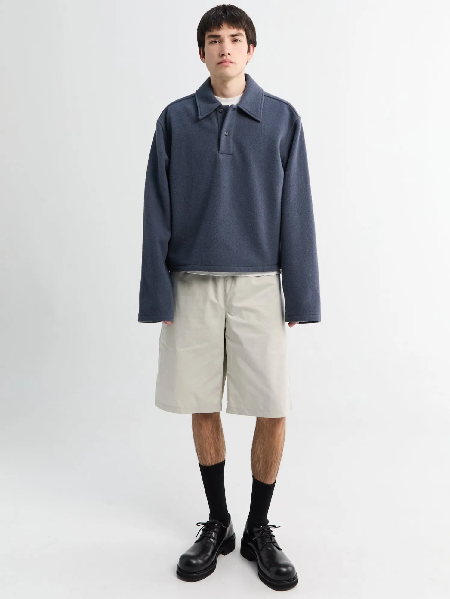 Fleece Polo i Ardoise