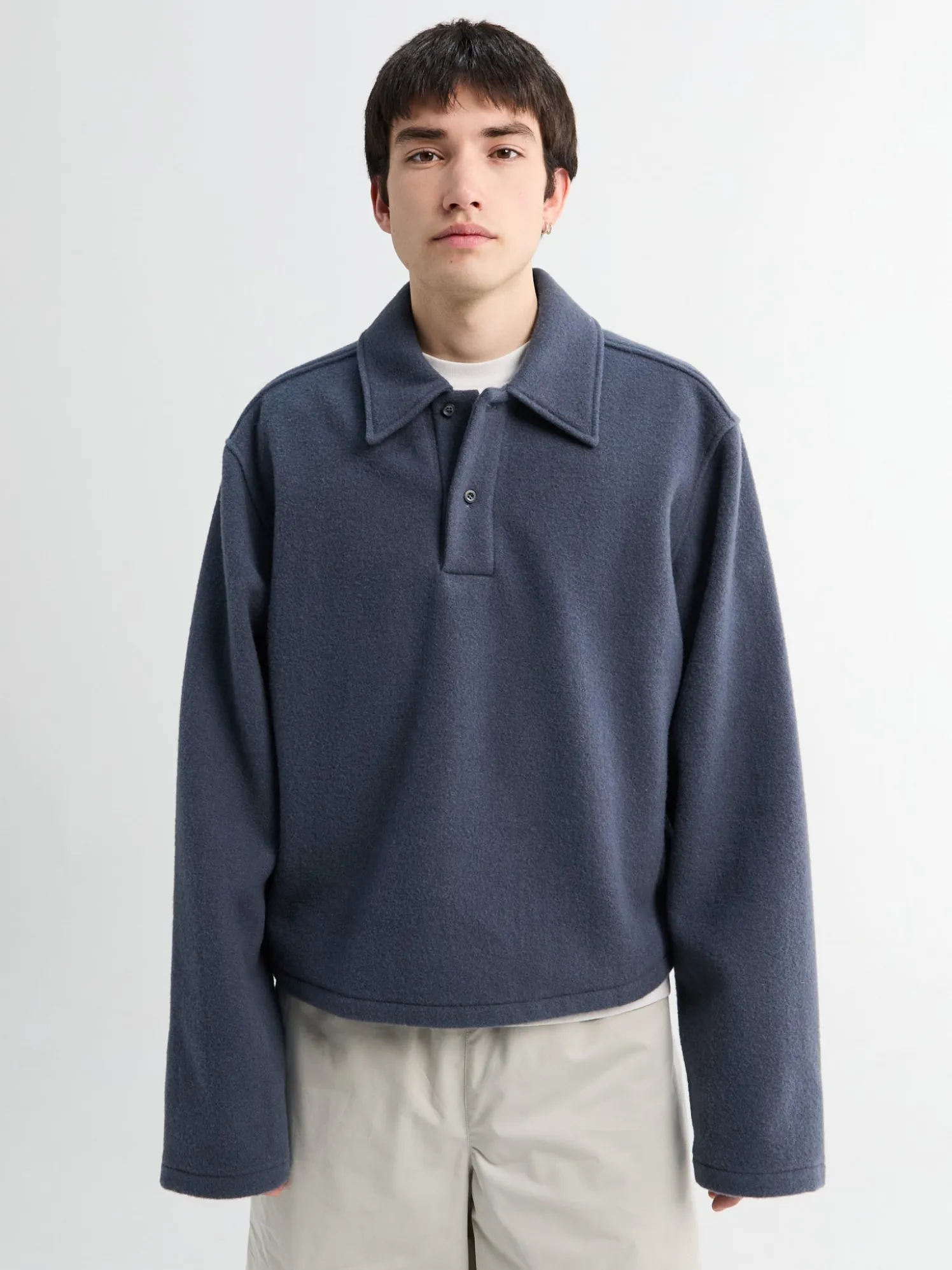Fleece Polo i Ardoise