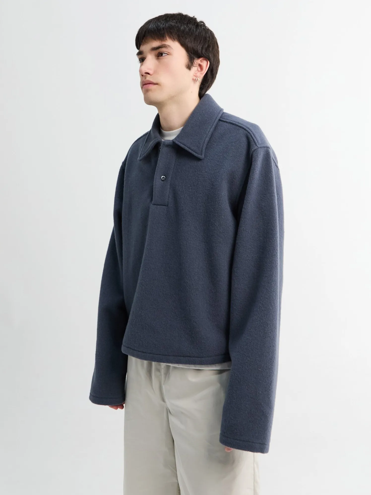 Fleece Polo i Ardoise