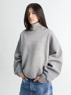 Fleece Sweatshirt with Logo i Grey Melange