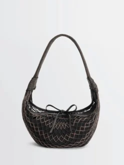 Fortune Croissant Filt Taske i Chevron Marron Glacé og Sort