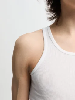 Francis Jersey Rib Cotton Tank Top i Hvid