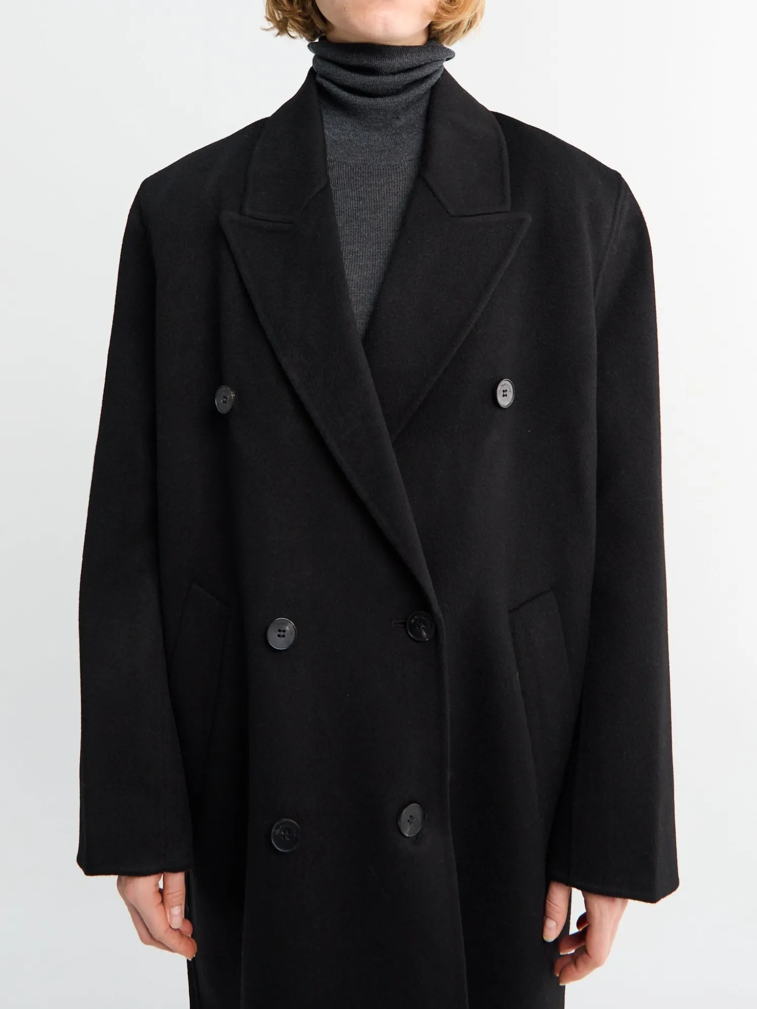 Gaia Double Breasted Frakke i Sort