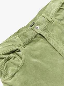 Garmentfarvede Finx Corduroy 5P Brede Bukser i Støvet Grøn