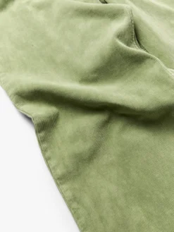Garmentfarvede Finx Corduroy 5P Brede Bukser i Støvet Grøn