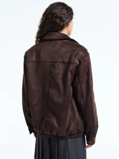 Hester Faux Suede Jakke i Brun