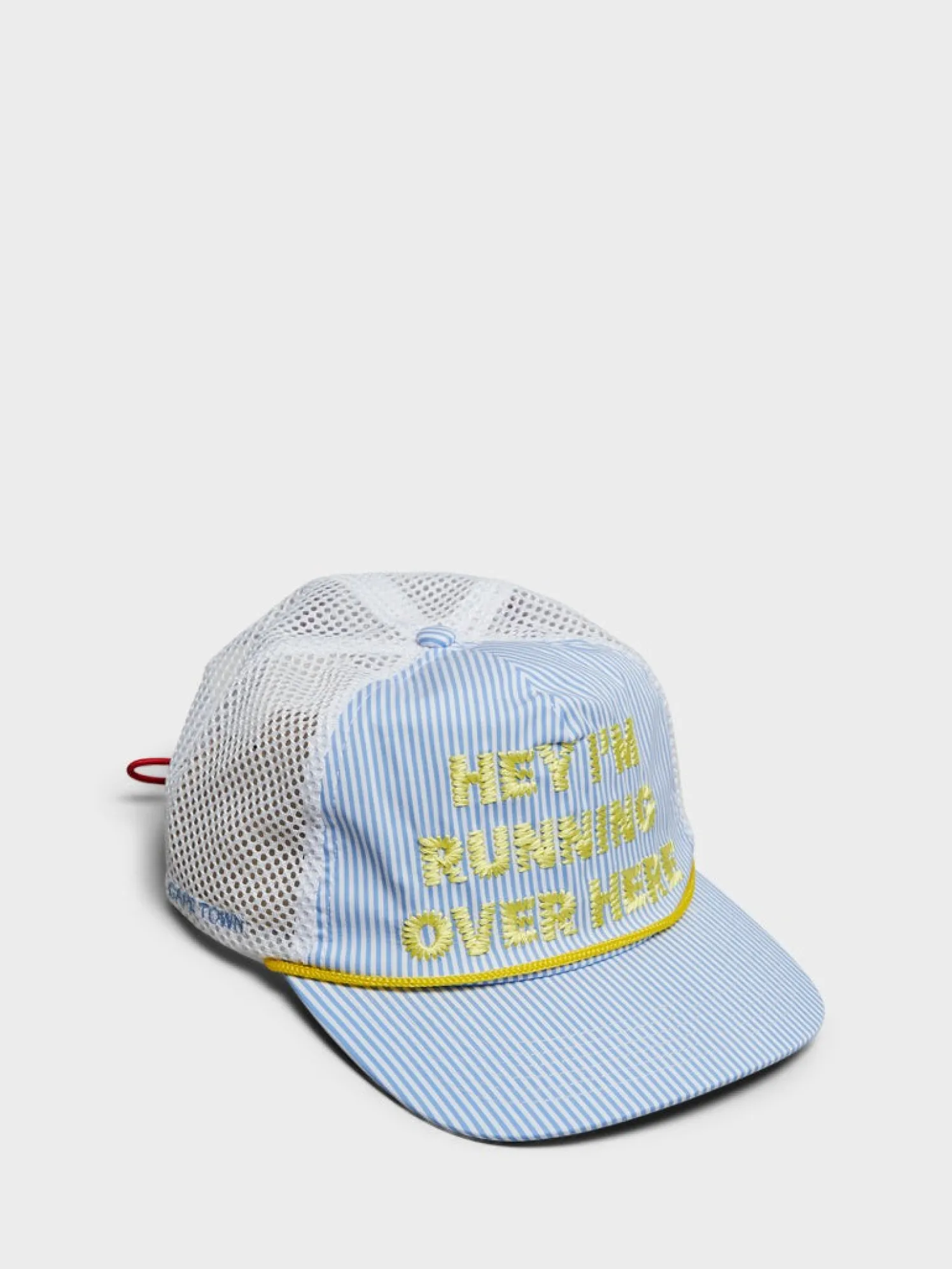 Hey, I'm Running Over Here Trucker Cap i Blå Striber