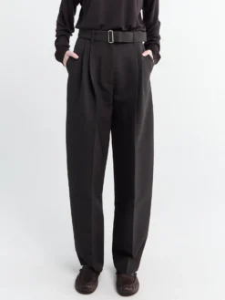 Hibi Double Pleat Belted Pants i Black Grape