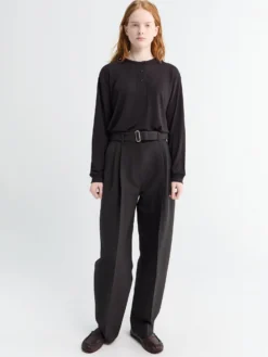 Hibi Double Pleat Belted Pants i Black Grape