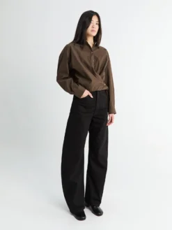 High Waisted Curved Pants i Sort