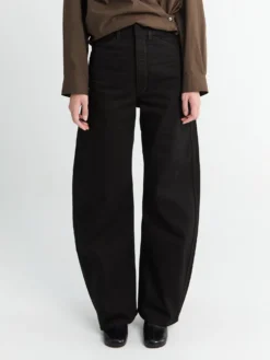 High Waisted Curved Pants i Sort