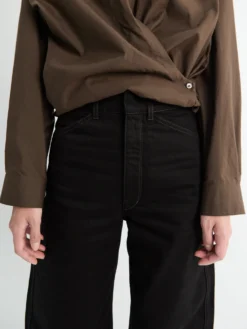High Waisted Curved Pants i Sort