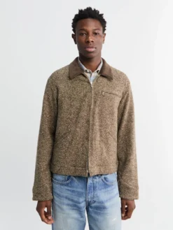 Homespun Tweed Zip Blouson i Brun