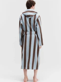 Hooded Badekåbe i Cocoa Stripes