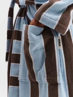 Hooded Badekåbe i Cocoa Stripes