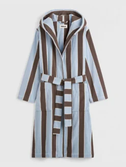 Hooded Badekåbe i Cocoa Stripes