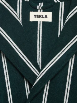 Hooded Badekåbe i Forest Green Stripes