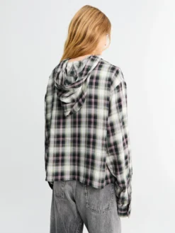 Hætte Overshirt i Sort og Grøn