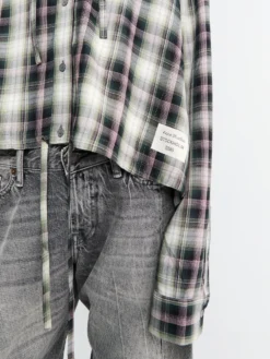 Hætte Overshirt i Sort og Grøn