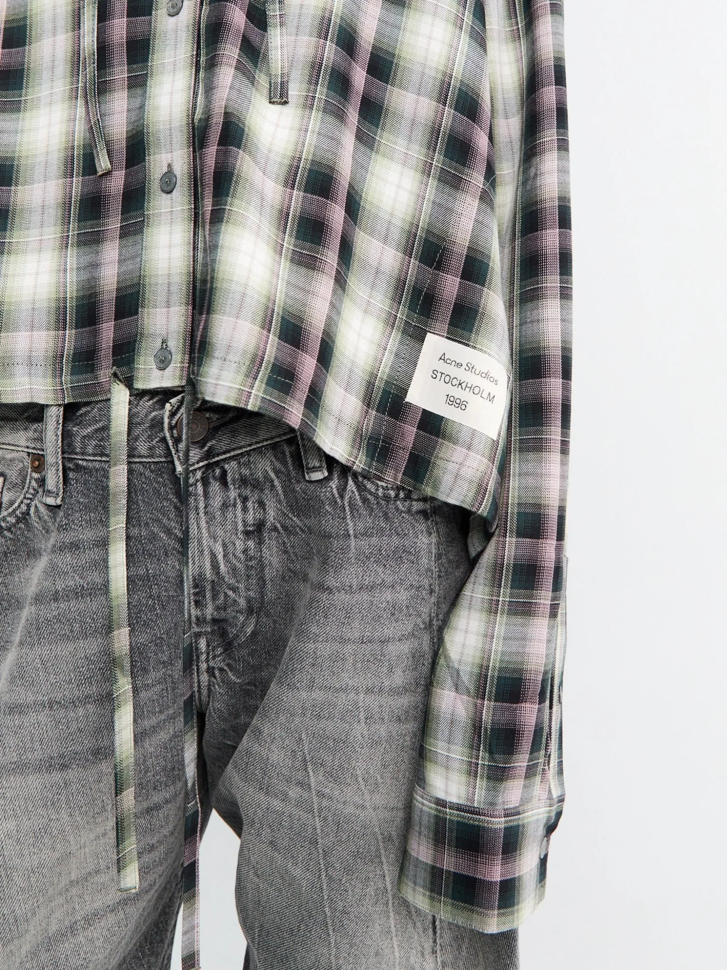 Hætte Overshirt i Sort og Grøn
