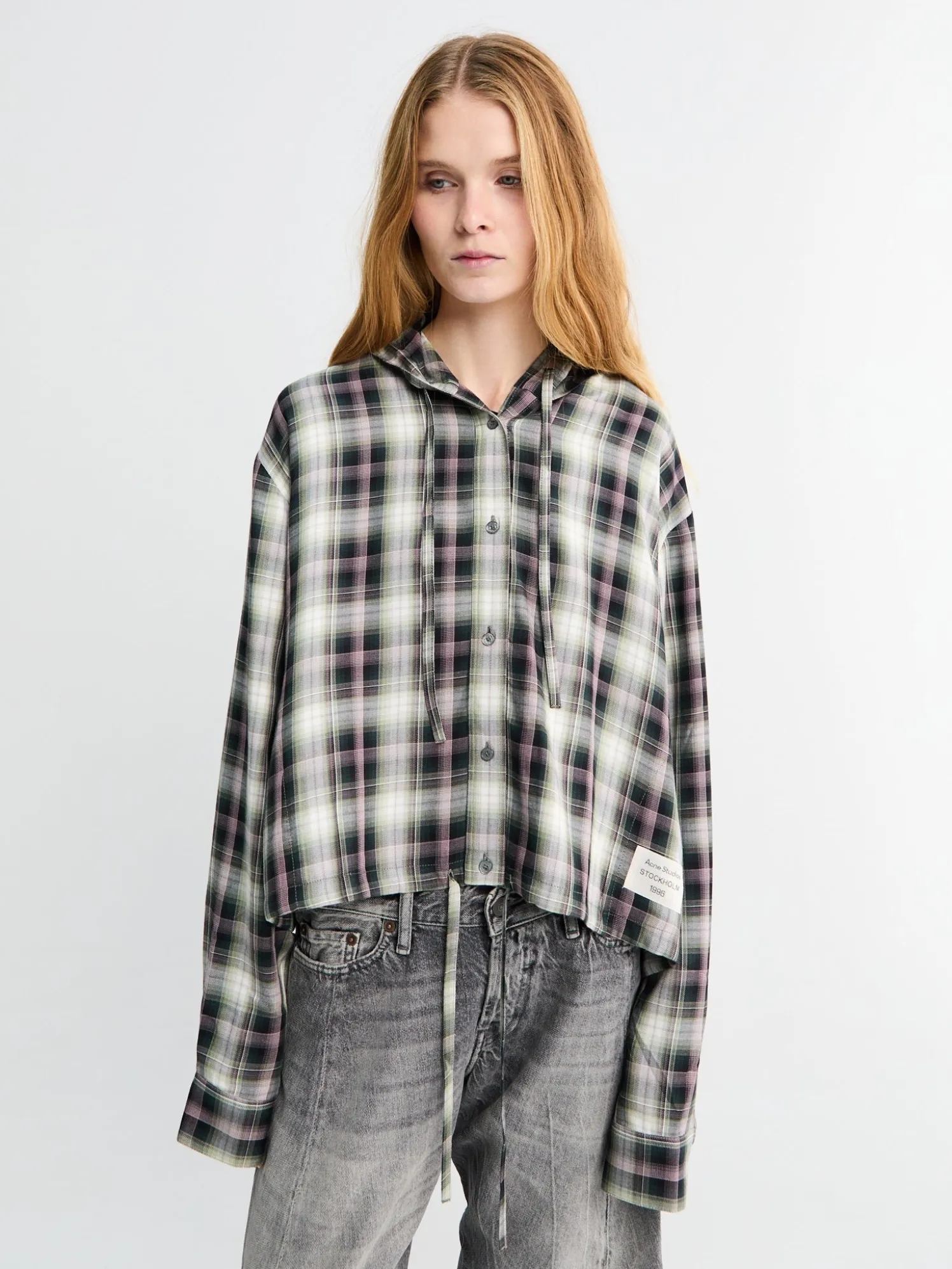 Hætte Overshirt i Sort og Grøn