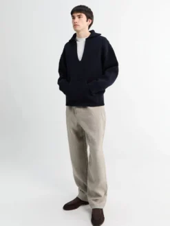 Ivan Chunky Cotton Rib Strikket Fiskertrøje i Midnatsblå