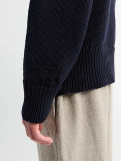 Ivan Chunky Cotton Rib Strikket Fiskertrøje i Midnatsblå