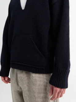 Ivan Chunky Cotton Rib Strikket Fiskertrøje i Midnatsblå
