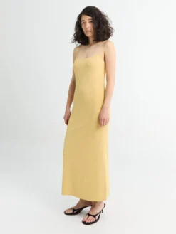 Keira Knit Midi Kjole i Gul
