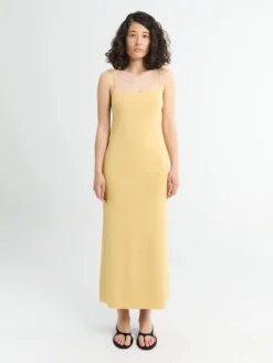 Keira Knit Midi Kjole i Gul