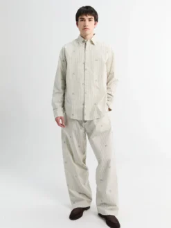 La Chemise Simon Shirt i Jacquard Lamb Stripes Log