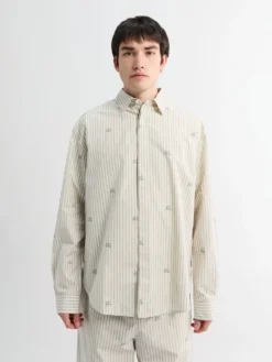 La Chemise Simon Shirt i Jacquard Lamb Stripes Log