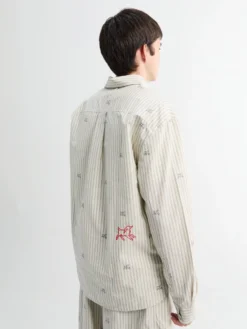 La Chemise Simon Shirt i Jacquard Lamb Stripes Log