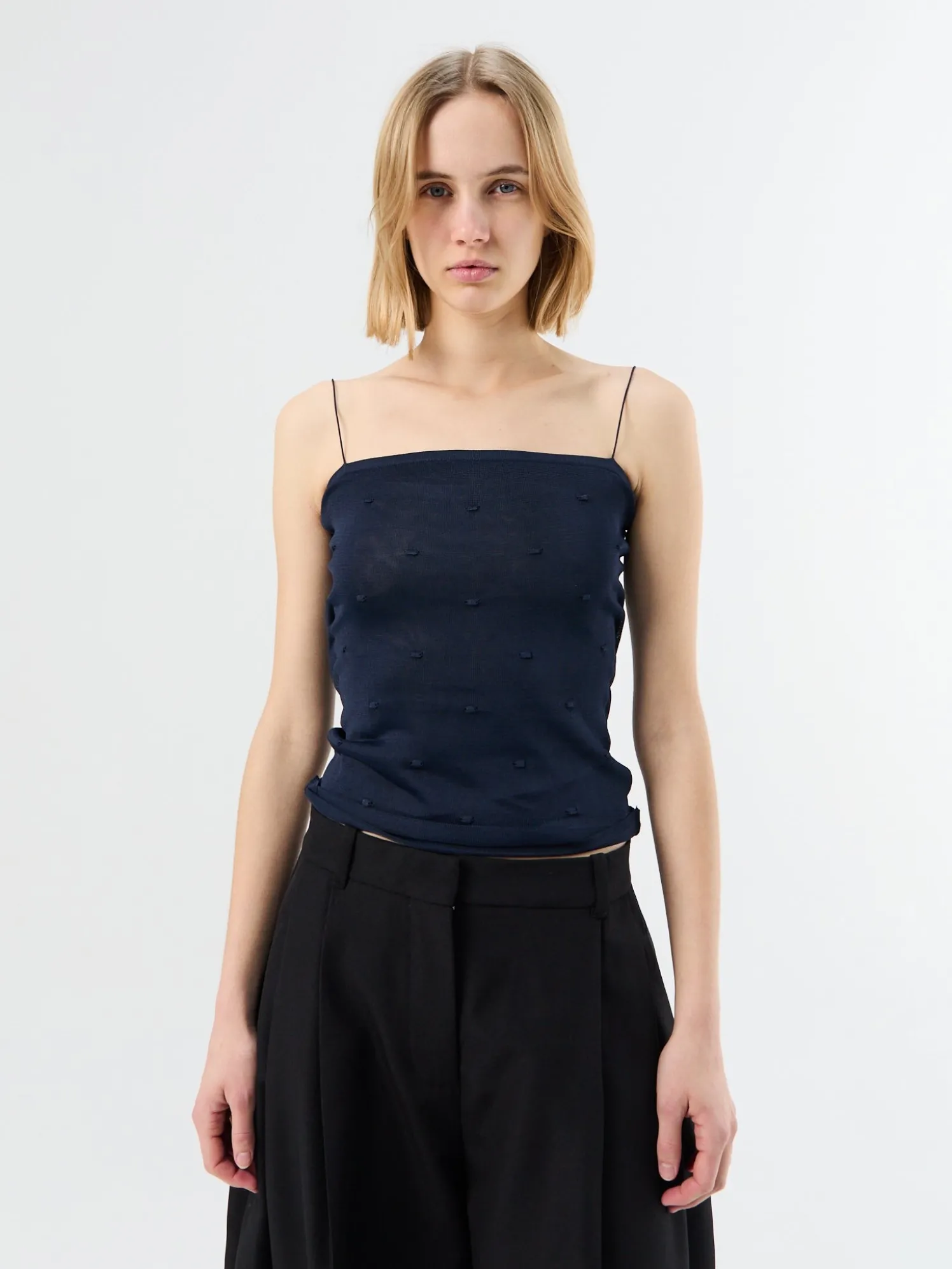 La Maille Plumetis top i Dark Navy