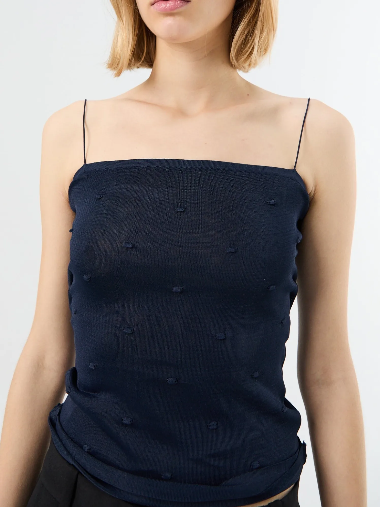 La Maille Plumetis top i Dark Navy