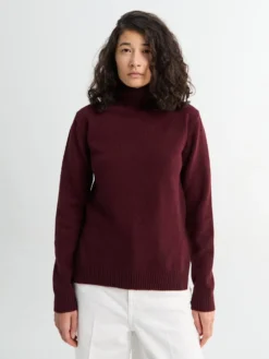 Langærmet Jumper med Splitkrave i Cherry