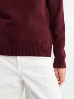 Langærmet Jumper med Splitkrave i Cherry