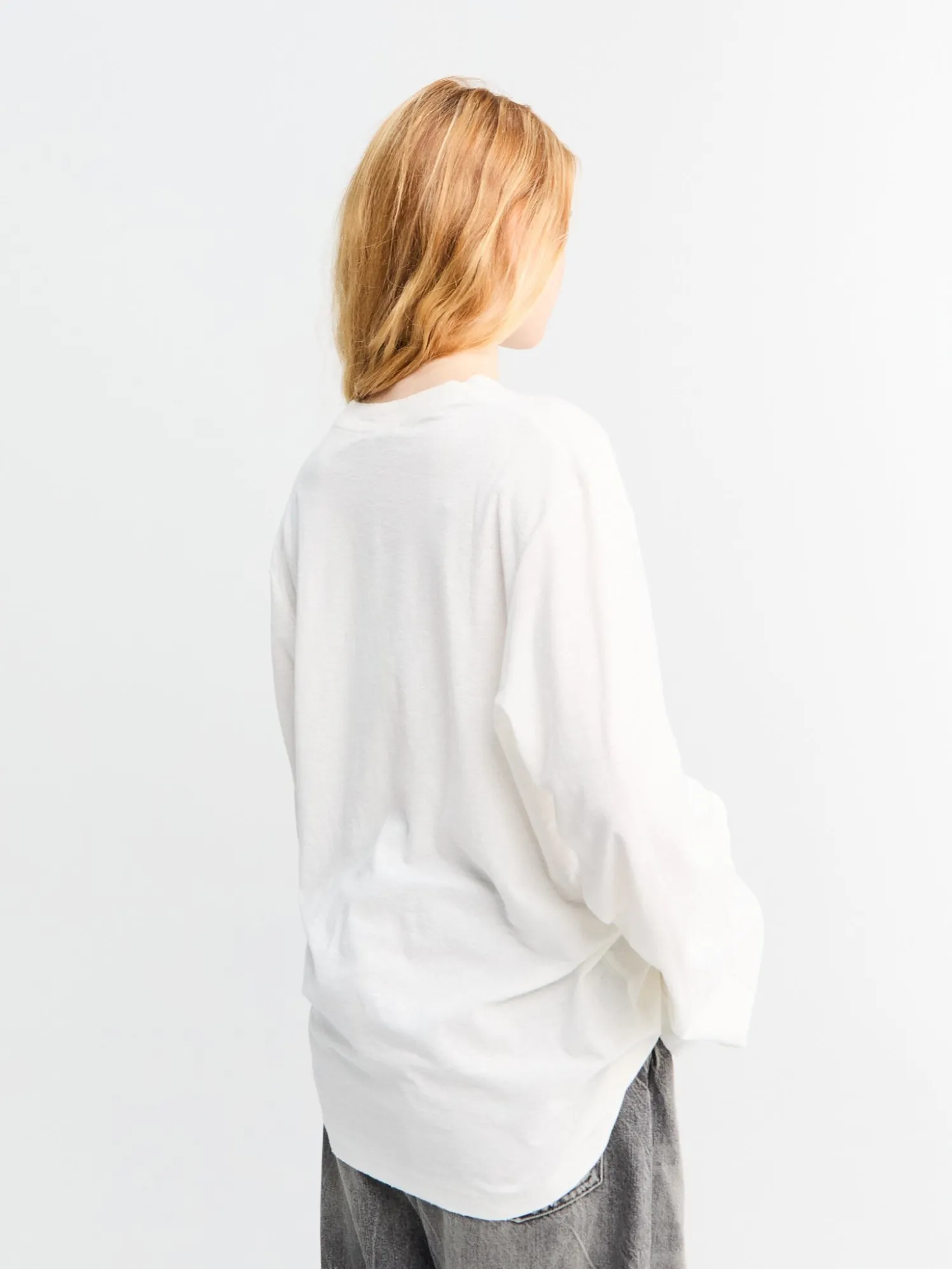 Langærmet Logo T-Shirt i Optic Hvid