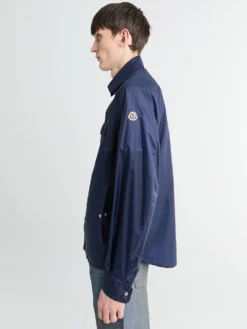 Langærmet Skjorte med Logo Patch i Navy Blå