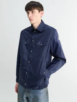 Langærmet Skjorte med Logo Patch i Navy Blå