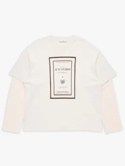 Layered Graphic T-shirt i Varm Beige