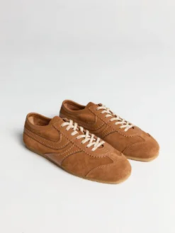 Læderbeklædte Ruskindssneakers i Brun