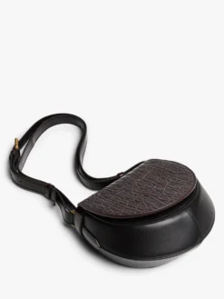 Læder Crossbody Taske i Taupe