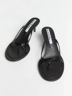 Læder Kitten Heels i Sort