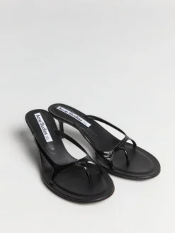 Læder Kitten Heels i Sort