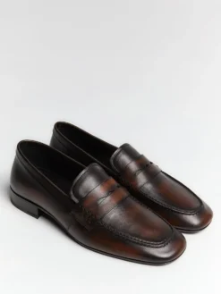 Læderloafers i Brun