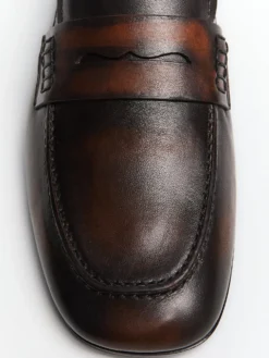 Læderloafers i Brun